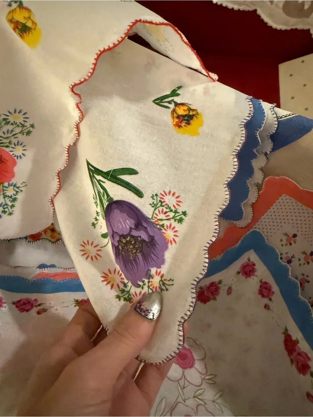 Scalloped Edge 100% Cotton Handkerchiefs 2 for $8 - comment which